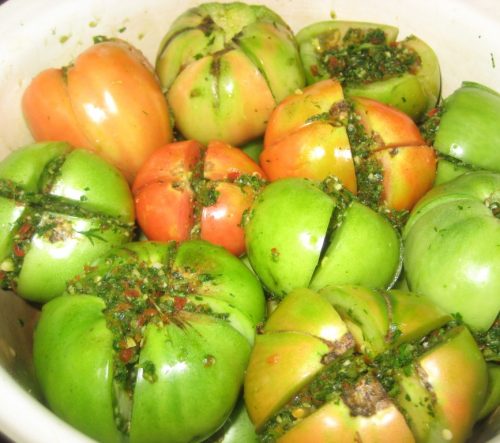 как солить зеленые помидоры на зиму фаршированные